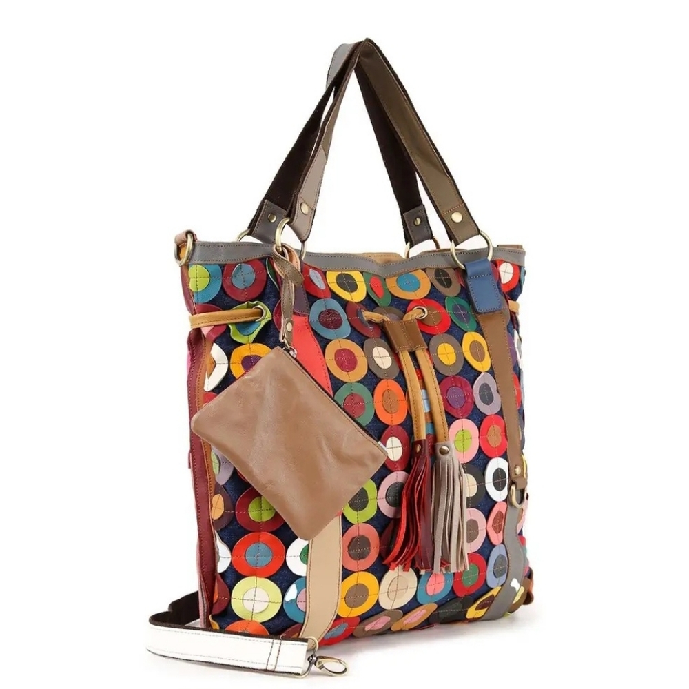 Colorful Circle Pattern Tote Bag Colors Vary